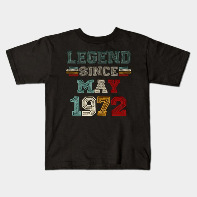 51 Years Old Legend Since May 1972 51st Birthday Kids T-Shirt by Brodrick Arlette Store